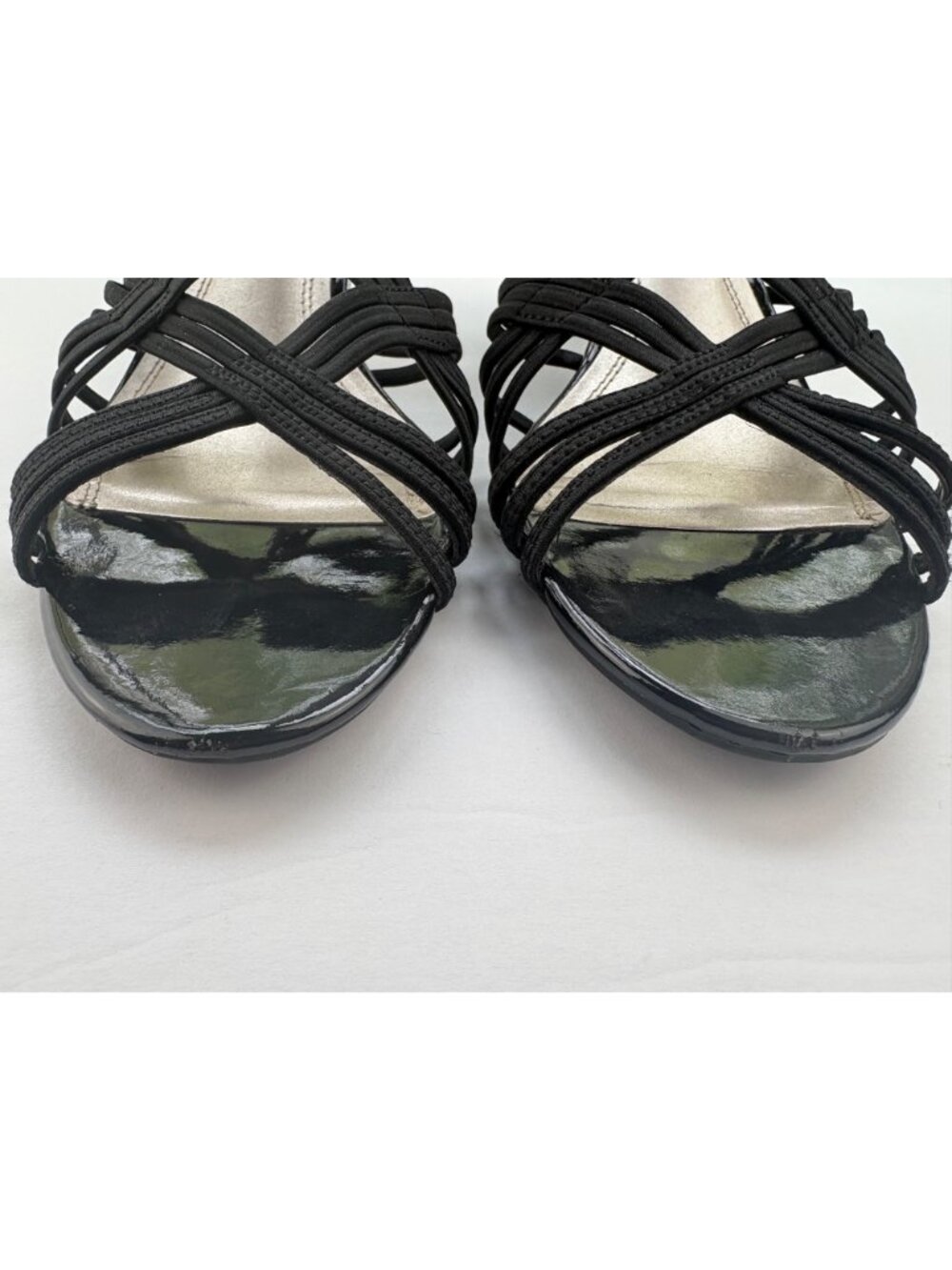 Naturalizer Black Patent Strappy Slingback Kitten Heels Sandal Size 9.5 M - Picture 4 of 10